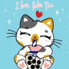 Cat Love Boba Tea Diamond Painting