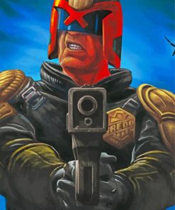 Judge Dredd Holding Gun Diamond Painting