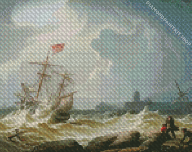 Ship In Storm Diamond Painting