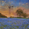 Texas Bluebonnet With Windmill Diamond Painting
