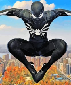 Black Spiderman Cartoon Diamond Painting