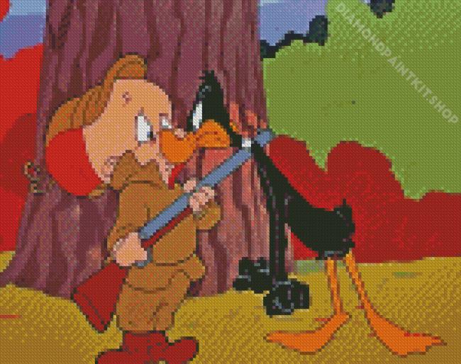 Elmer Fudd With Daffy Duck Diamond Painting