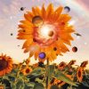 Planets With Sunflower And Rainbow Diamond Painting