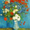 Vase With Cornflowers And Poppies Diamond Painting