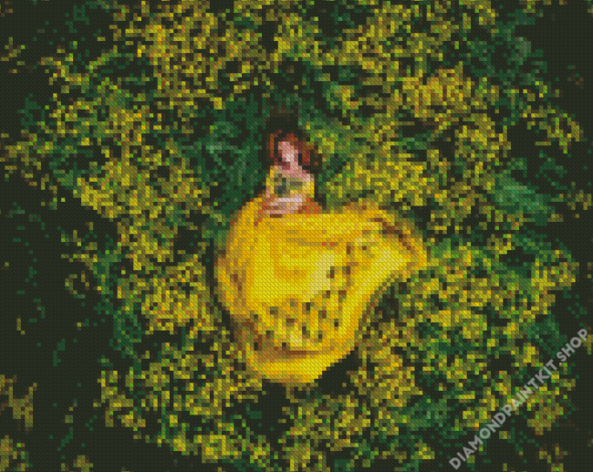 Woman In Yellow Flowers Field Diamond Painting