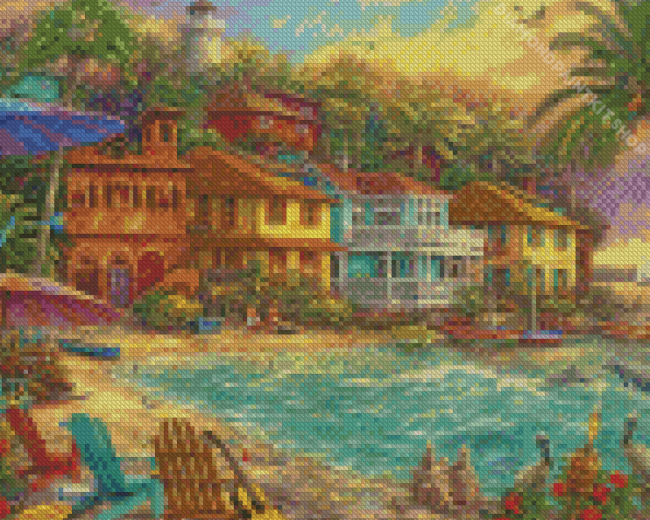 Beach Houses Island Diamond Painting