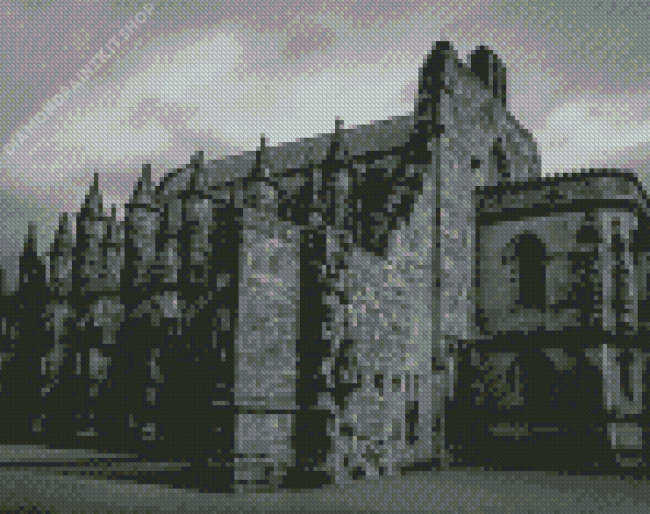 Black and White Rosslyn Chapel Diamond Painting