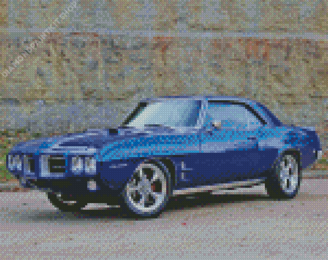 Dark Blue 1969 Pontiac Car Diamond Painting