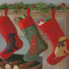 Dog Christmas Stockings Diamond Painting