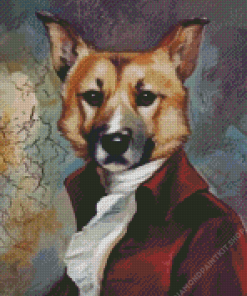 Dog Wearing Red Clothes Diamond Painting