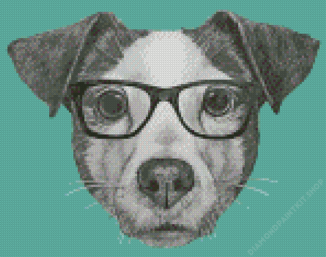 Dog With Glasses Diamond Painting