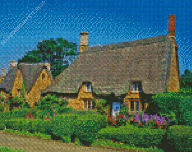 England Cotswold Cottage Thatch Diamond Painting