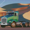 Green Truck In Desert Diamond Painting