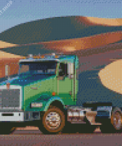 Green Truck In Desert Diamond Painting