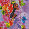 Isabella With Flowers And Butterflies Diamond Painting