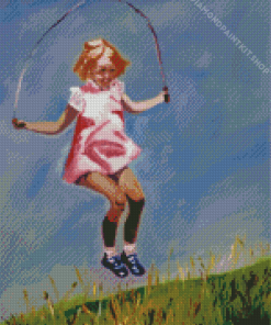 Little Girl Jumping Rope Diamond Painting