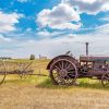 Old Tractor In Hay Field Diamond Painting