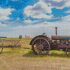 Old Tractor In Hay Field Diamond Painting
