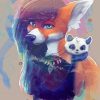 Panda And Fox Art Diamond Painting