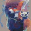 Panda And Fox Art Diamond Painting