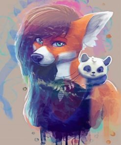 Panda And Fox Art Diamond Painting