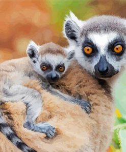 Ring Tailed Lemur Family Diamond Painting