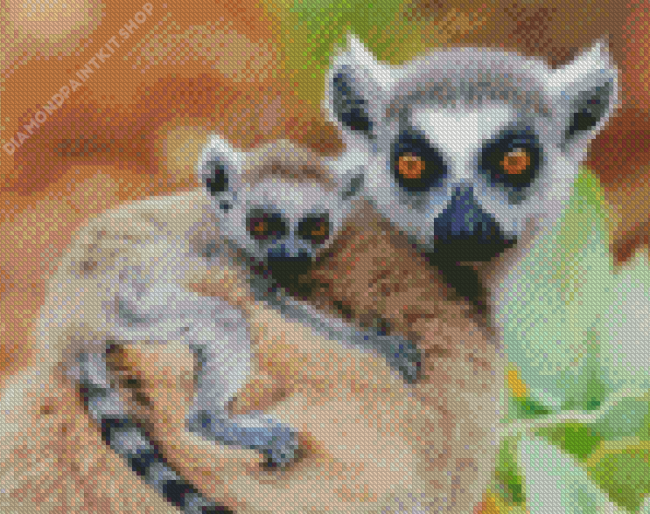 Ring Tailed Lemur Family Diamond Painting