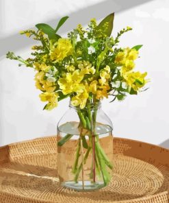 Yellow Flowers Glass Vase Diamond Painting