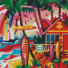 Beach Hut And Surfboard Diamond Painting