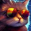 Cat With Sunglasses Art Diamond Painting