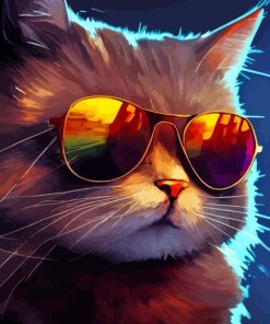 Cat With Sunglasses Art Diamond Painting
