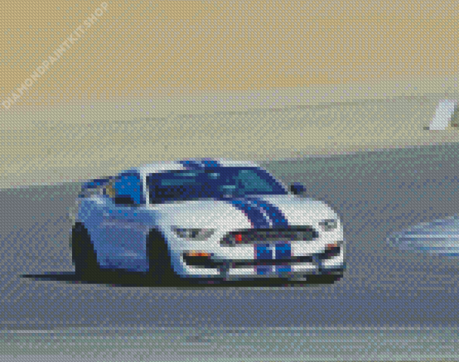 White And Blue Mustang Diamond Painting