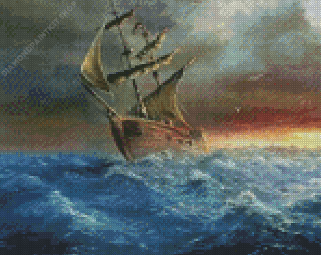 Pirate Ship In Storm Diamond Painting