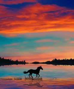 Running Horse Silhouette Diamond Painting