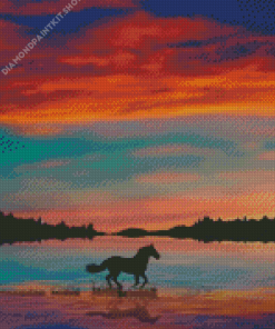 Running Horse Silhouette Diamond Painting