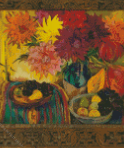 Still Life With Fuits And Dahlias Diamond Painting