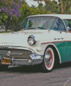 White And Green 1957 Buick Diamond Painting