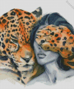 Woman And Tiger Diamond Painting