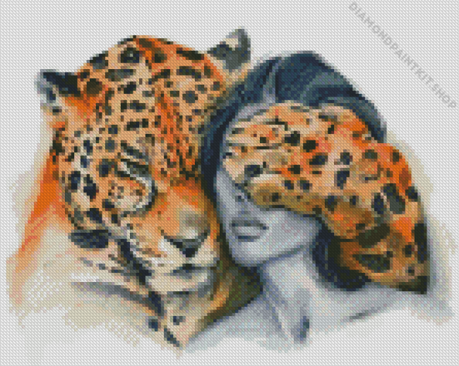Woman And Tiger Diamond Painting