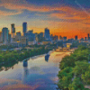 Austin Skyline Sunrise Diamond Painting