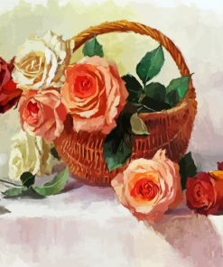 Basket Of Roses Diamond Painting