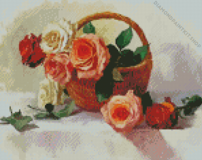 Basket Of Roses Diamond Painting