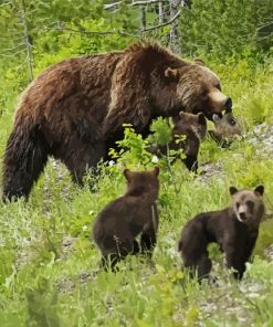Bear Mother With Her Kids Diamond Painting