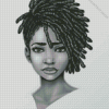 Black And White Girl With Locs Art Diamond Painting