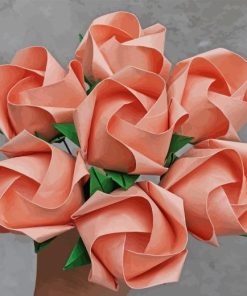 Bouquet Of Peach Origami Roses Diamond Painting