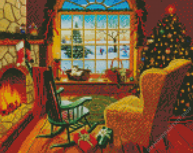 Christmas Celebration Fireplace Diamond Painting