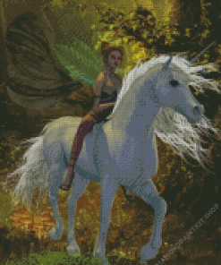 Fairy And Unicorn In Forest Diamond Painting
