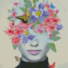 Floral Woman And Butterflies Diamond Painting