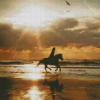 Horse Riding At Beach Silhouette Diamond Painting