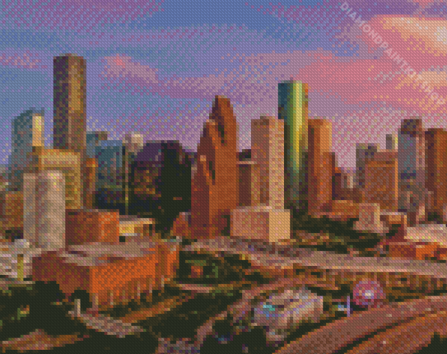 Houston City Sunset Diamond Painting